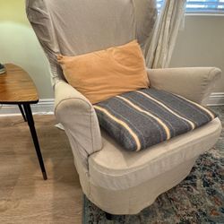 Comfy Wing Chairs With Ottoman And Slip Covers