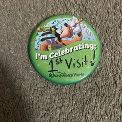 Walt Disney World Authentic 3” BUTTON PIN BADGE I’m Celebrating 1st Visit Write