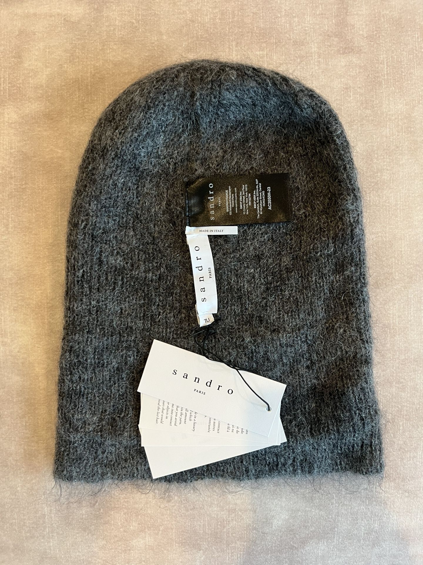 Sandro Wool Beanie H17 Beline Anthracite AC2050H *NEW WITH TAGS* Knit hat in Black for Men | Sandro Paris main image 2