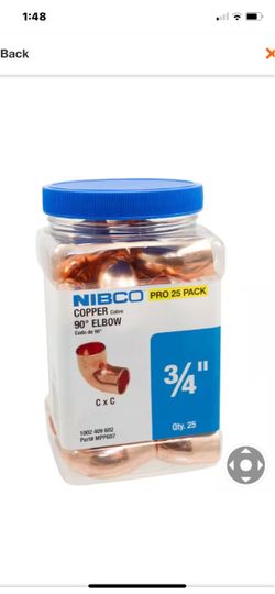 NIBCO 3/4"  And 1/2 Copper 90° Elbow 25-Pack