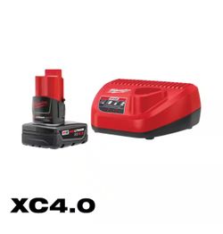 M12 12-Volt Lithium-Ion XC Battery Pack 4.0 Ah and Charger Starter Kit