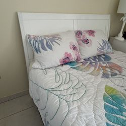 Full Size Bed With White Headboard