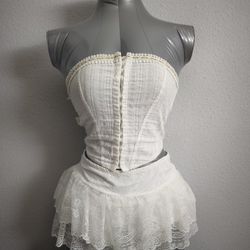 White crop top + white lace skirt: can be bought together for 20$ or separately (15$ skirt, 5$ top)