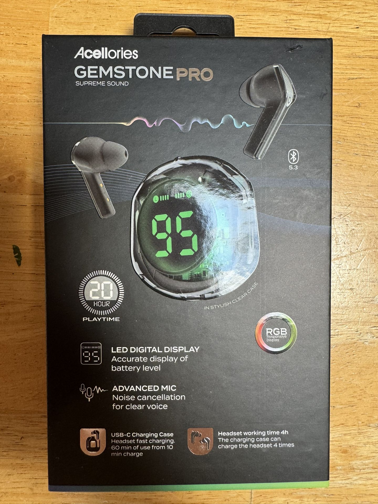 Wireless Bluetooth Earbuds with Noise Cancellation LED Display Charging Case 