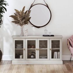 Consol e for 65" TVs, White Oak