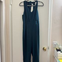Forever 21 Teal Halter Jumpsuit – Open Back Tie – Size Medium