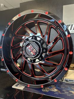 17x9 Gloss Black Red Milled 6x139.7 Or 6x5.5 And 6x135 0 Offset