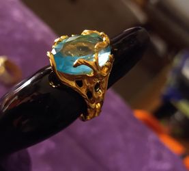 Clear Blue-Aqua Cocktail Ring