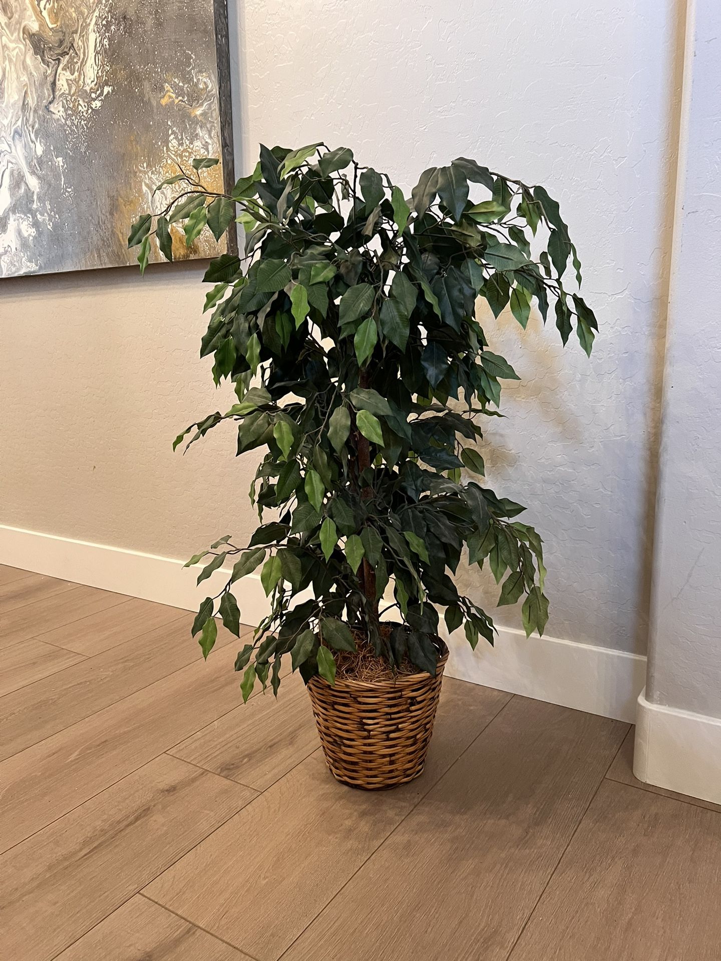 43” Tall Ficus Tree- Maple Tree- Artificial Plant- Artificial Tree w/ Wicker Planter Pot