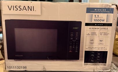 Vissani Black 1.1 CU FT 1000 Watt Countertop Microwave