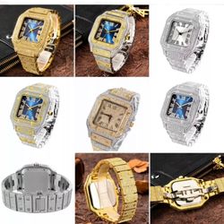 Men's Fashion Crystal Watch Luxury 🔥🔥Diamond Bracelet Watch🔥🔥 Big Face Square Full Bling Iced Out 🔥🔥Watch for Men Hip Hop Rapper 🔥🔥