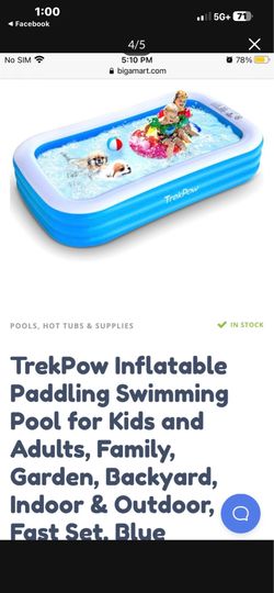 TrekPow Inflatable Paddling Swimming Pool for Kids and Adults,
