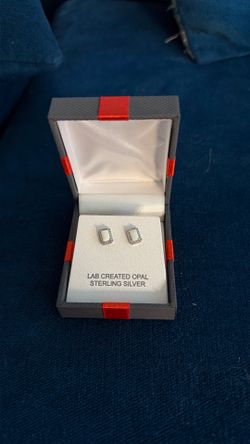 Sterling silver opal/white sapphire earrings