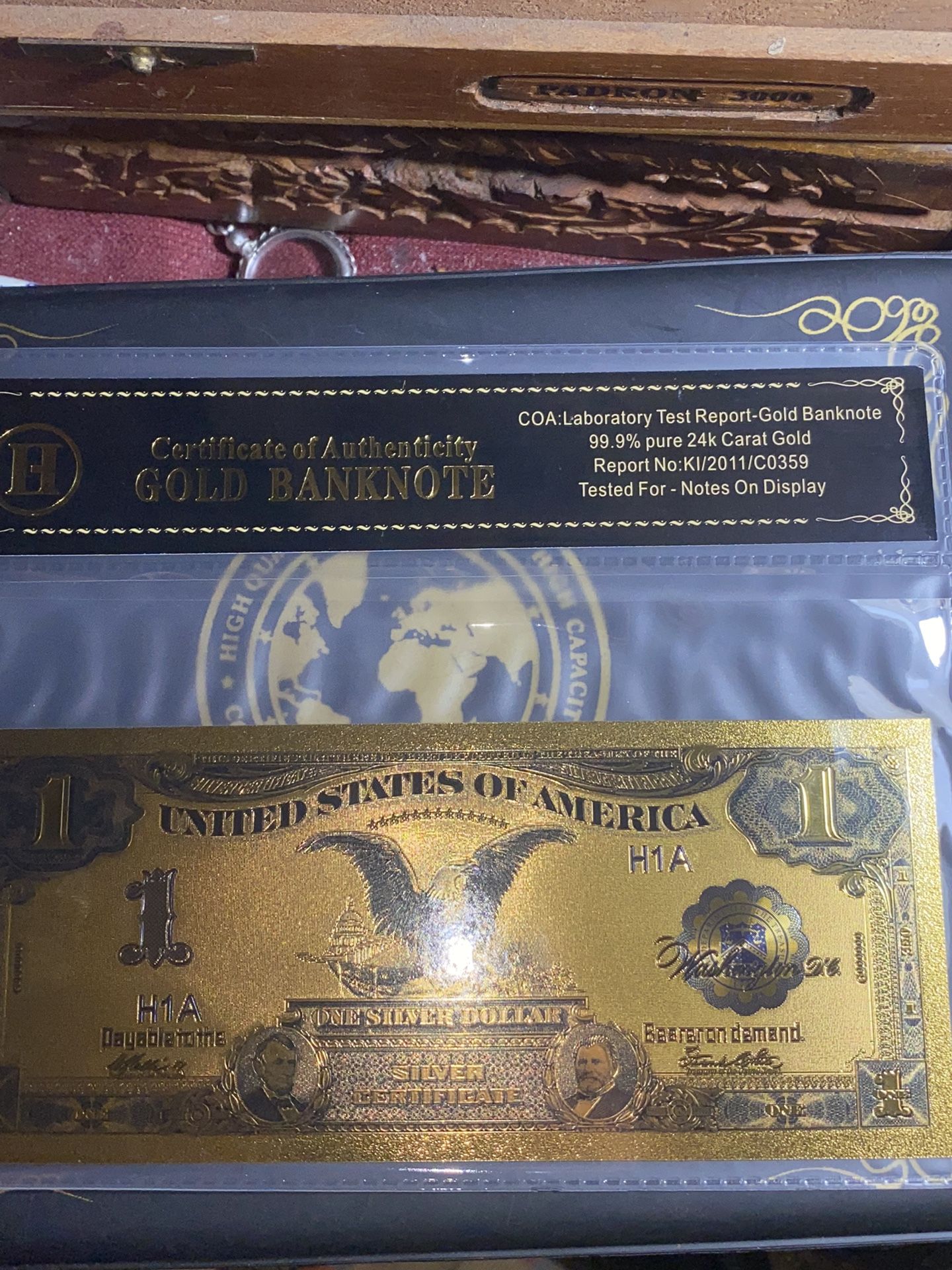24 karat gold bank notes with certificate of authenticity