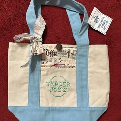 Pastel blue Trader Joe’s mini tote