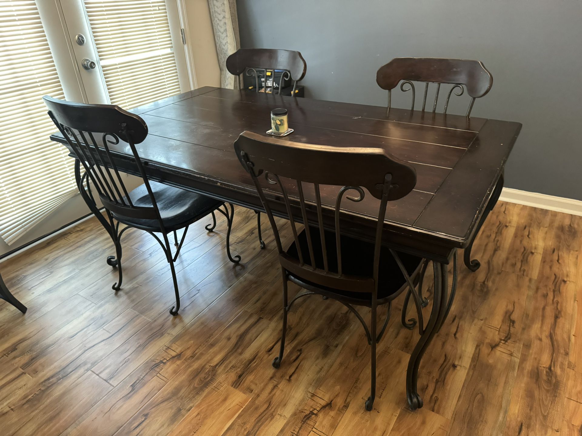 Solid Wood Iron Dinning Table With Storage Option