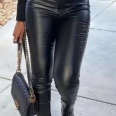 Black Skinny Faux Leather Style Pants