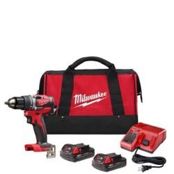 Milwaukee M18 18-Volt Lithium-Ion Brushless Cordless 1/2 in. Compact Drill/Driver Kit with (2) 2.0 Ah Batteries, Charger and Case