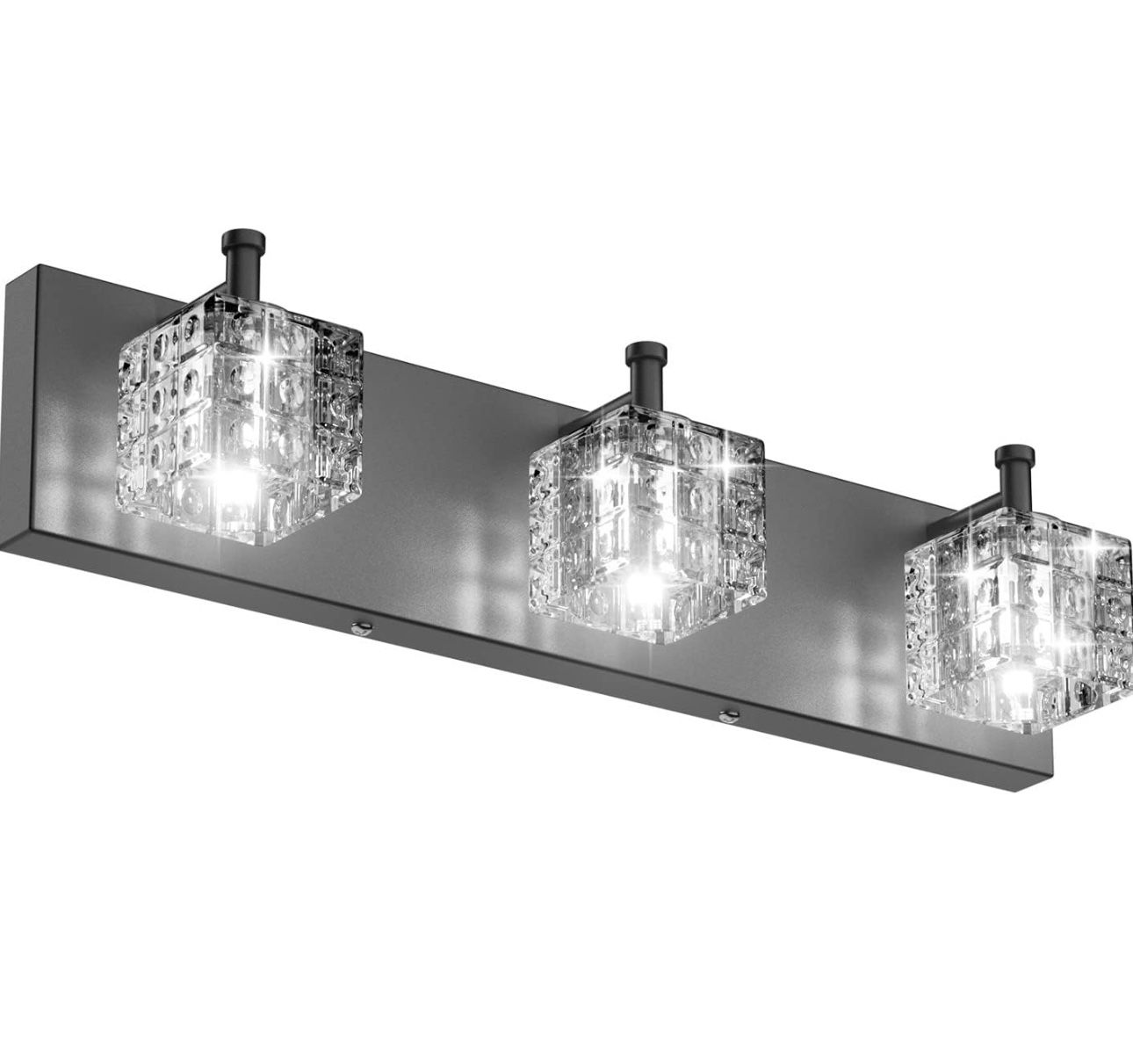 New Ralbay Black Vanity Light 3 Lights Modern Crystal Matte Black