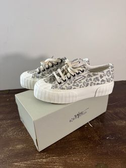 Superga 2631 Stripe Platform Jacquard Animalier Sneakers Leopard EU 37