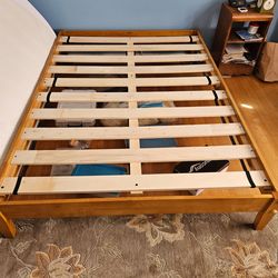 Full size wood platform bed frame and latex mattress