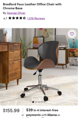 Bradford Faux Leather Office Chair with Chrome Base