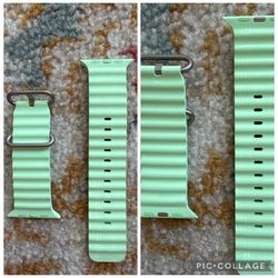 49mm Neon Green Ocean Band: Natural Titanium Finish