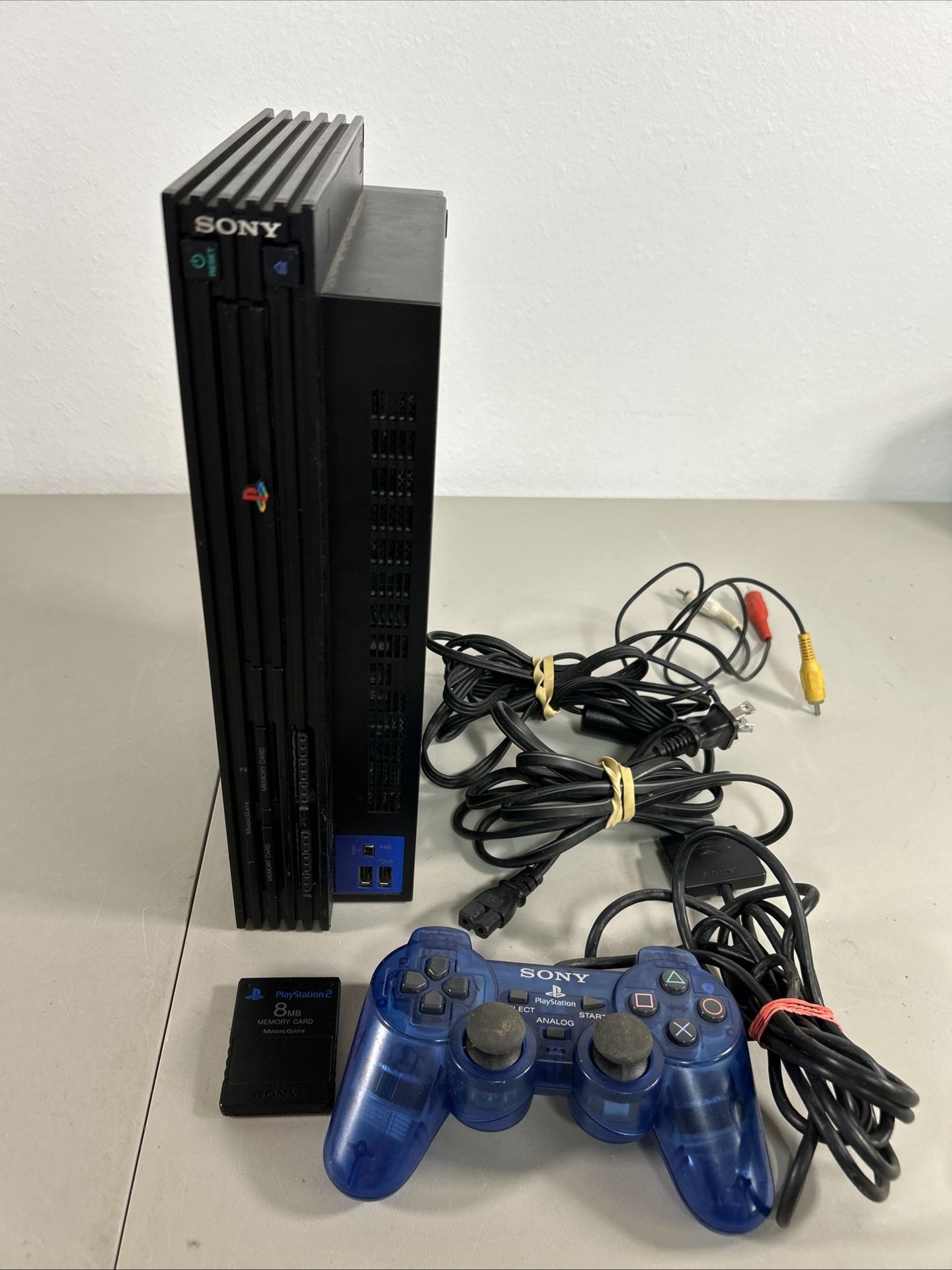 Sony PlayStation 2 PS2 Fat Console Black W/ Cords, Controller & Network Adapter