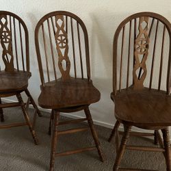3 Wooden Swivel Barstools (see description)