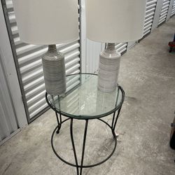 Rod Iron Table And Lamps