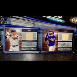 Topps Authentic Jersey Patch And Bat Yankees Rangers Baseball Cards. Joey Gallo Luke Voigt. Numbered! Make An Offer.