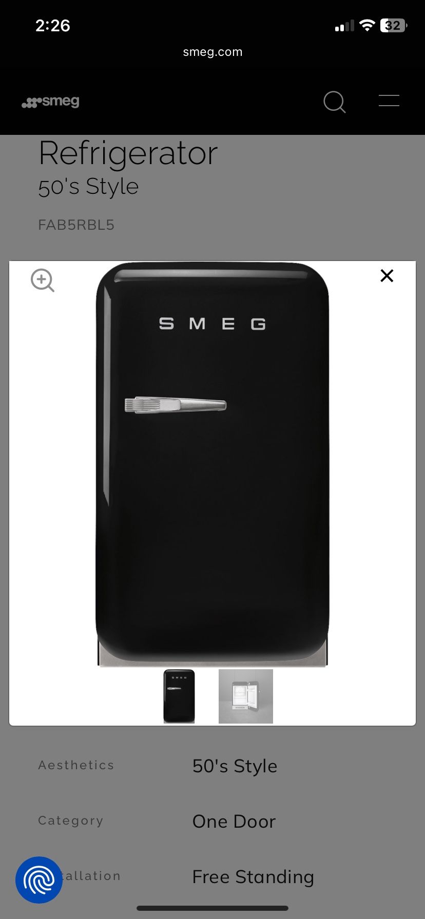 SMEG Mini Bar In Black Made In Italy 🇮🇹 