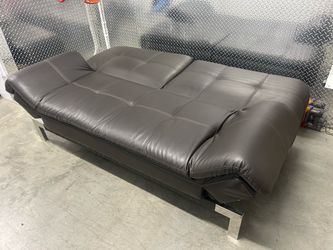 Verona Relax-A-Lounger Brown Faux Leather Futon Sofa Bed