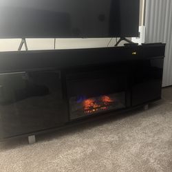 Fireplace tv stand with Bluetooth speakers