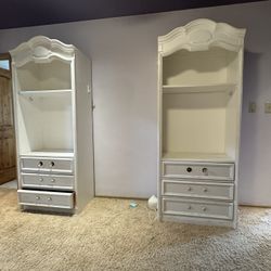 Pair of Matching White Armoire / Wardrobe Storage Units – Elegant & Functional