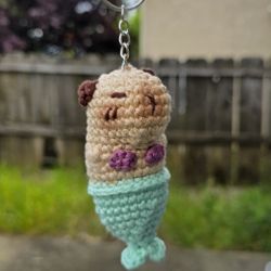 Mermaid Capybara Handmade Keychain