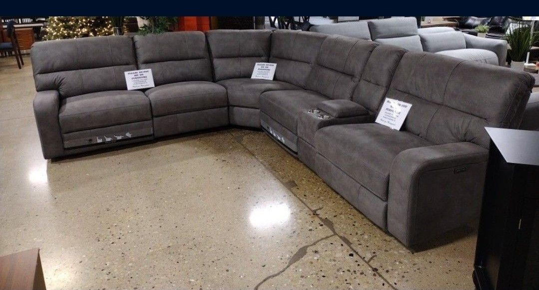 Fabric Power Reclining Sectional with Power Headrests(New) for Sale in