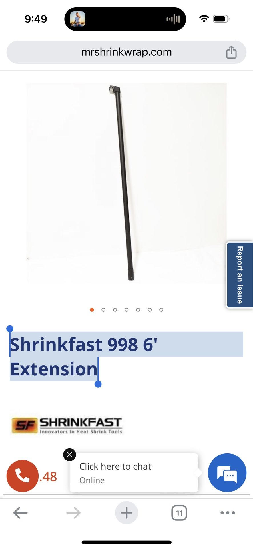 Shrinkfast 998 6' Extension