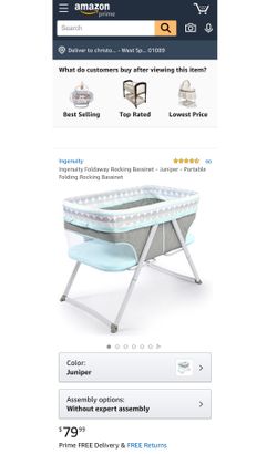 Ingenuity Foldaway Rocking Bassinet - Juniper - Portable Folding Rocking Bassinet
