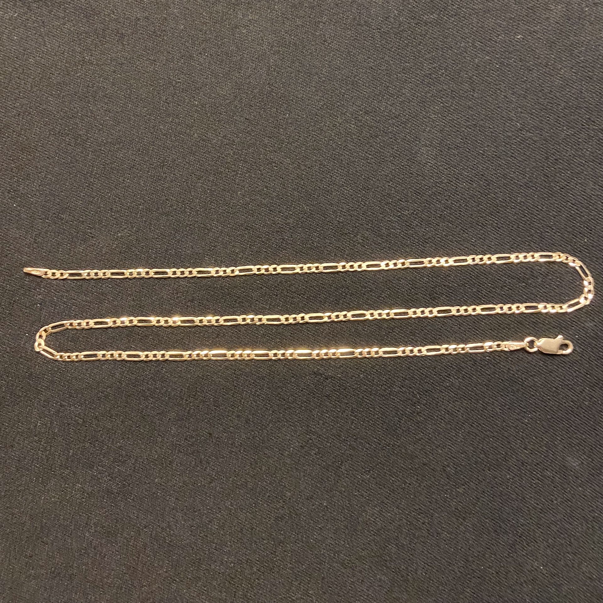 Gold Chain Figaro 18in 2mm 925 Italy Necklace
