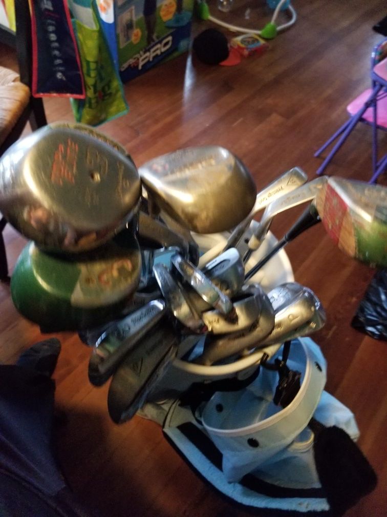 Golf clubs and bag