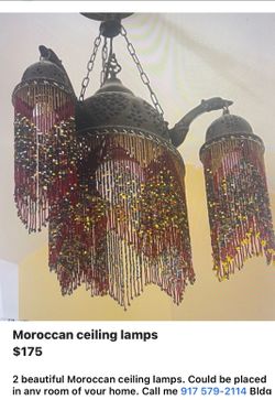 Moroccan Beaded Chandelier Ceiling Lamp