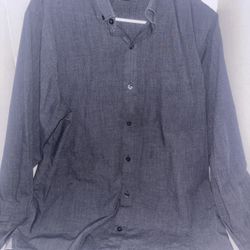 Van Heusen Originals Men's Slim Fit Dress Shirt Grey, Cotton Blend, 15-15.5