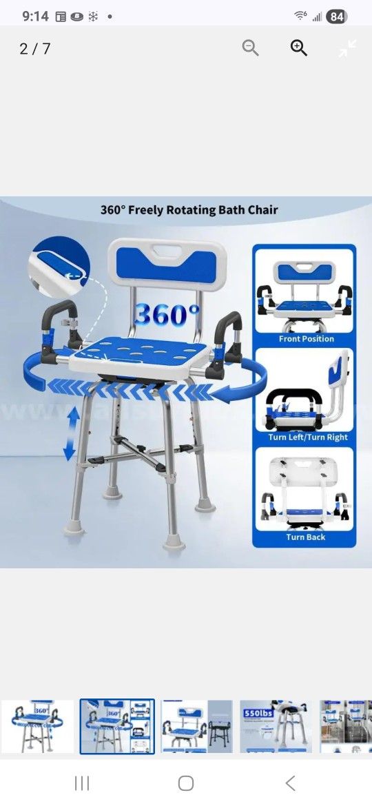 Swive Heavy Duty Shower Chair With Arms And Back, 500kbs Limit