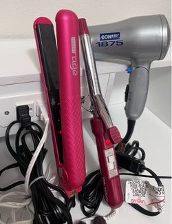 Hair Styling Tools Bundle. Hair Dryer, Straightener & Curling Iron