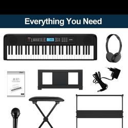 61 Key Keyboard Piano, Portable Electric Piano Keyboard w/ LCD Screen 