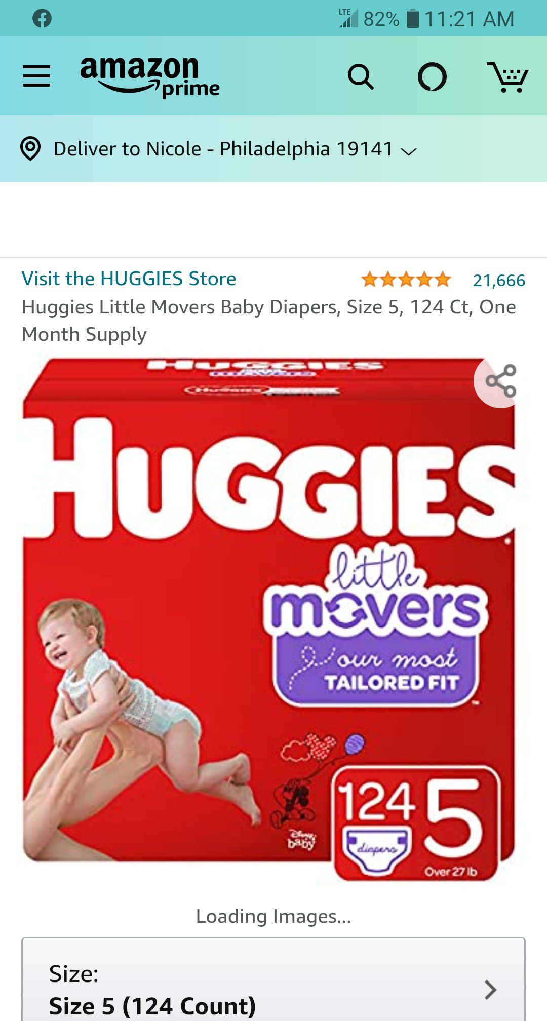Huggies Little Movers Size 5 124 count ( 1 in stock) Section Front Display