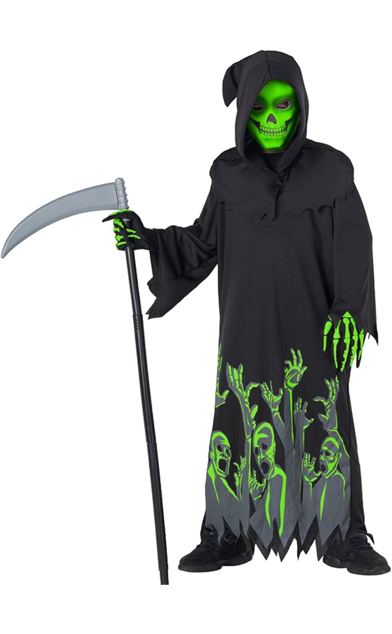Morph Glow In The Dark Grim Reaper Costume Kids, Halloween
