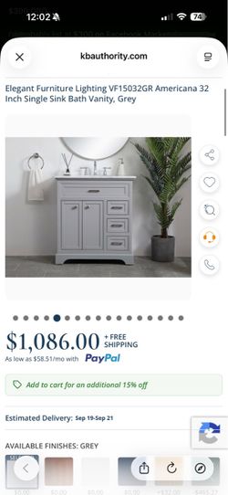 Brand New 32” Gray Bathroom Vanity - In Box