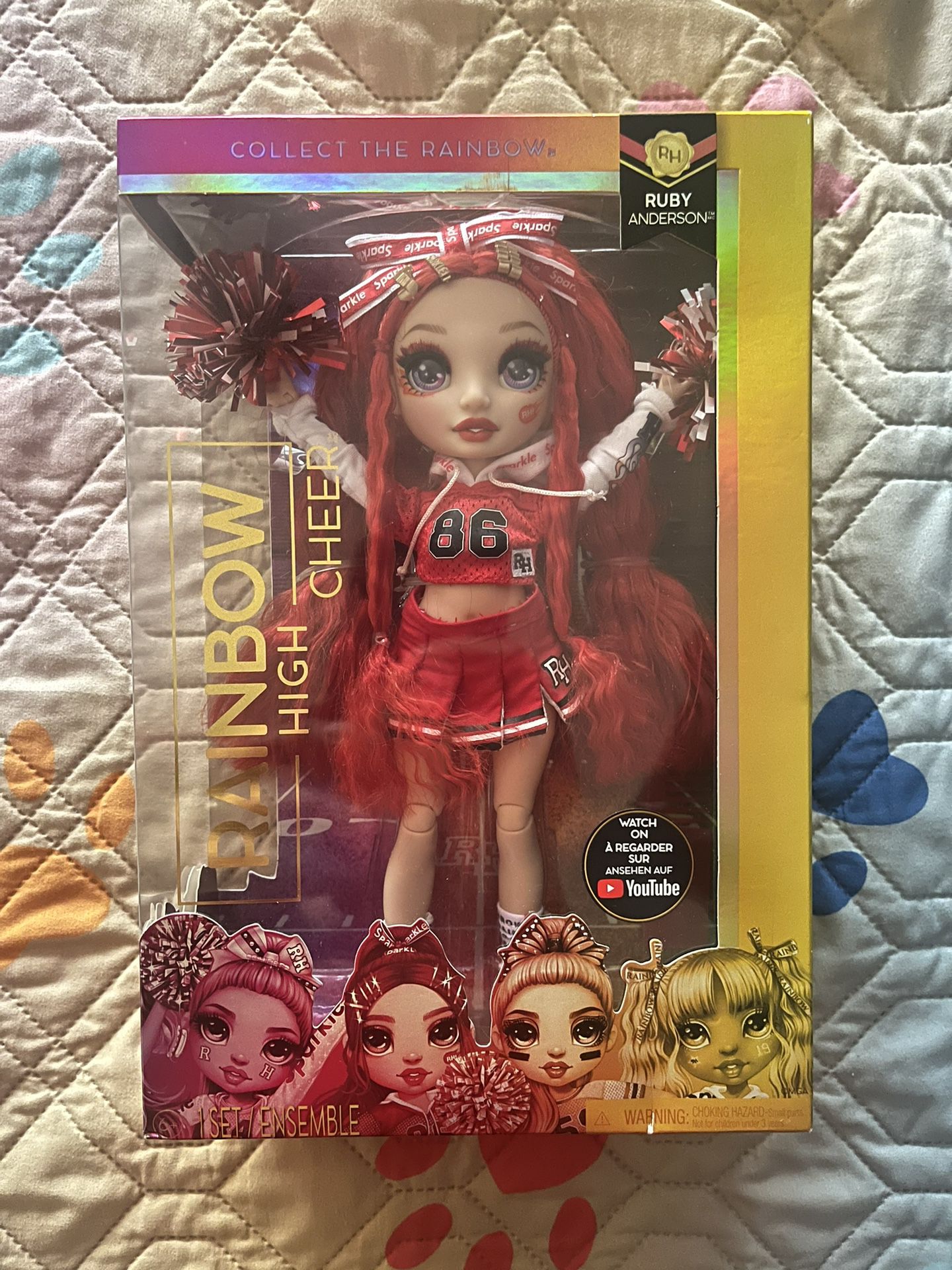 Rainbow High Cheer Ruby Anderson – Red Cheerleader Fashion Doll with 2 Pom Poms 